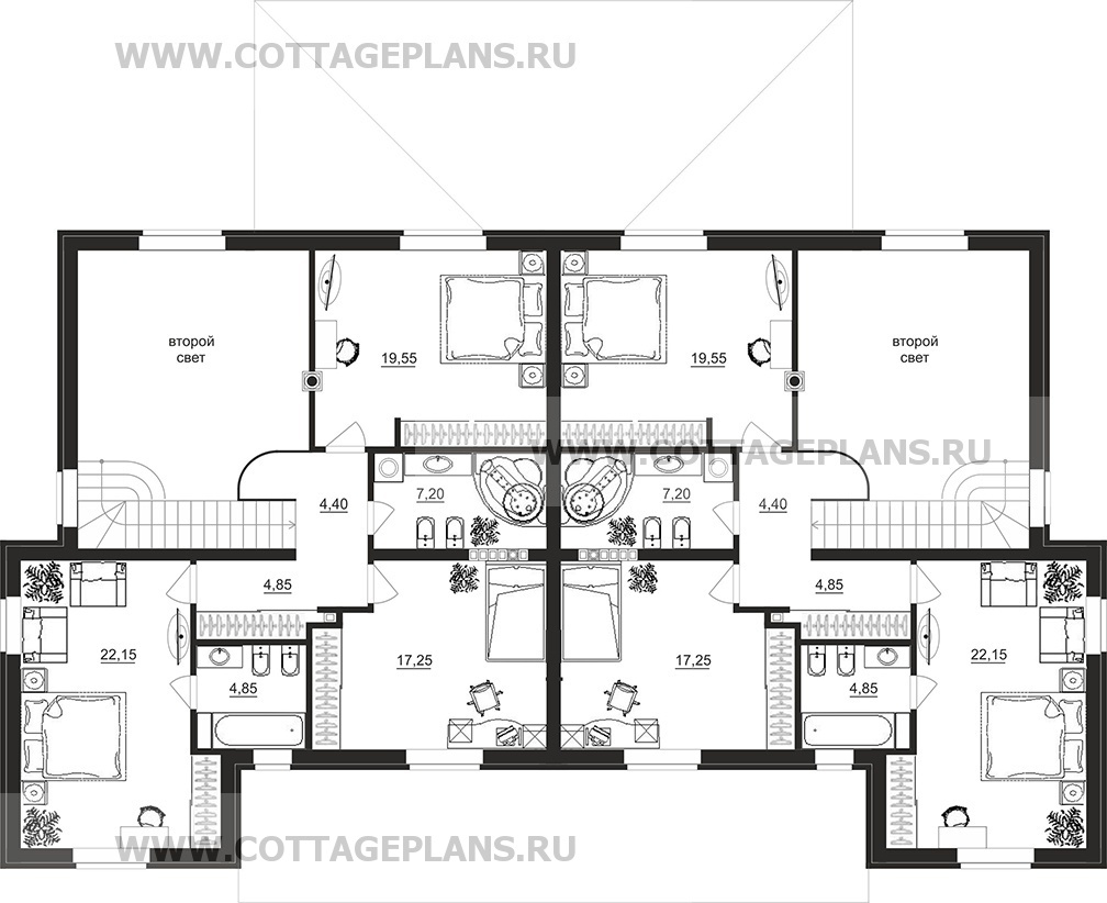 Поэтажные планы проект дома 86-31 общ. площадь 370,80 м2