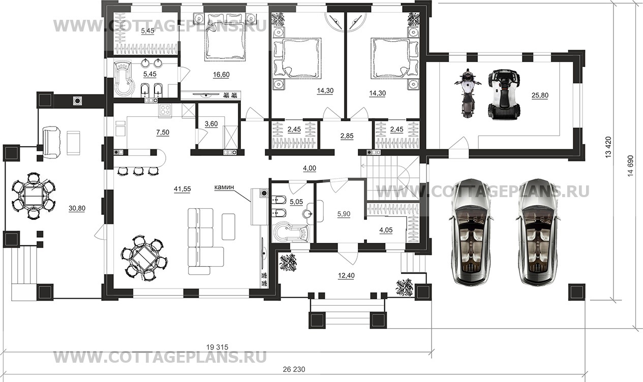 Поэтажные планы проект дома 28-69 общ. площадь 307,20 м2