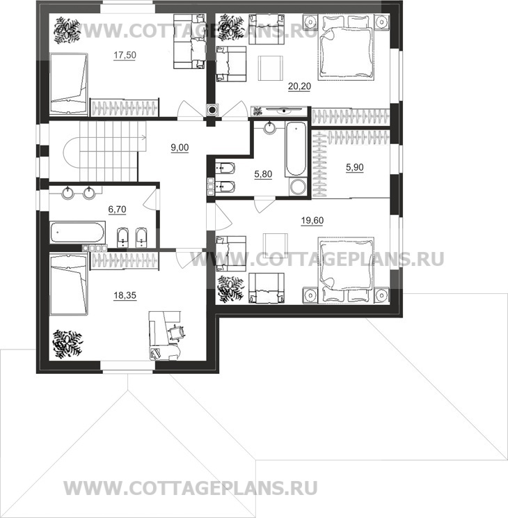 Поэтажные планы проект дома 93-09 общ. площадь 337,30 м2