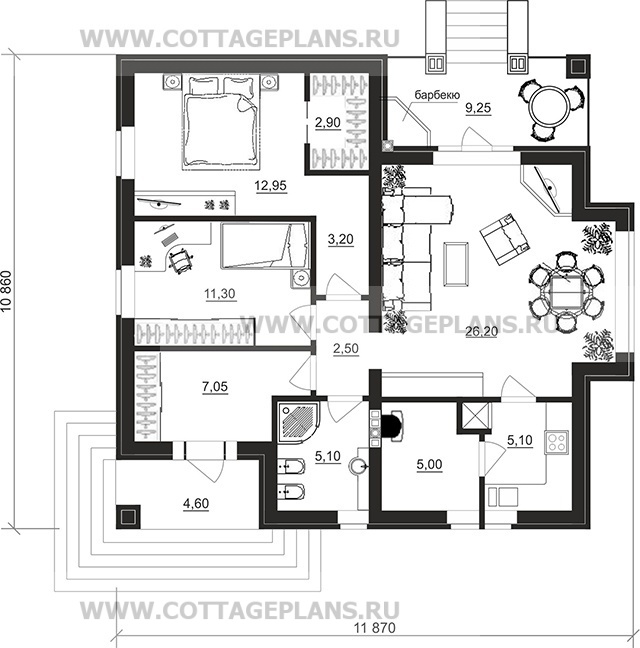 Поэтажные планы проект дома 07-44 общ. площадь 81,30 м2