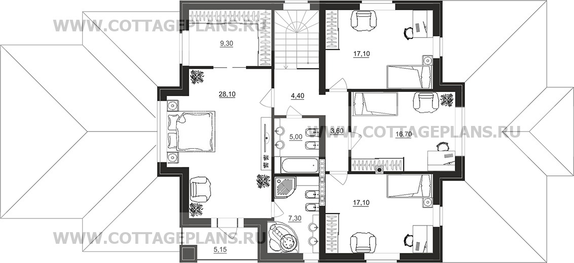 Поэтажные планы проект дома 93-92 общ. площадь 373,40 м2