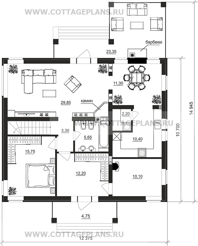 Поэтажные планы проект дома 75-46 общ. площадь 202,95 м2