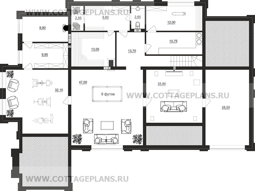 Поэтажные планы проект дома 203-50 общ. площадь 563,15 м2