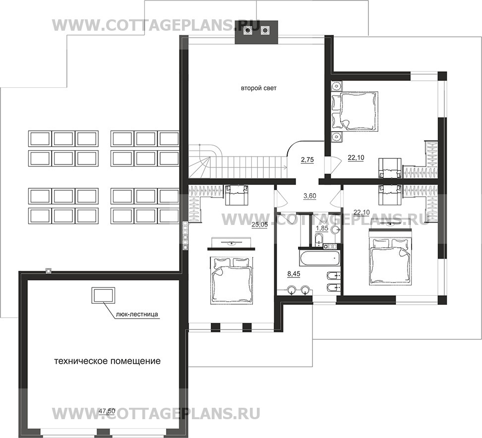 Поэтажные планы проект дома 201-06 общ. площадь 465,00 м2