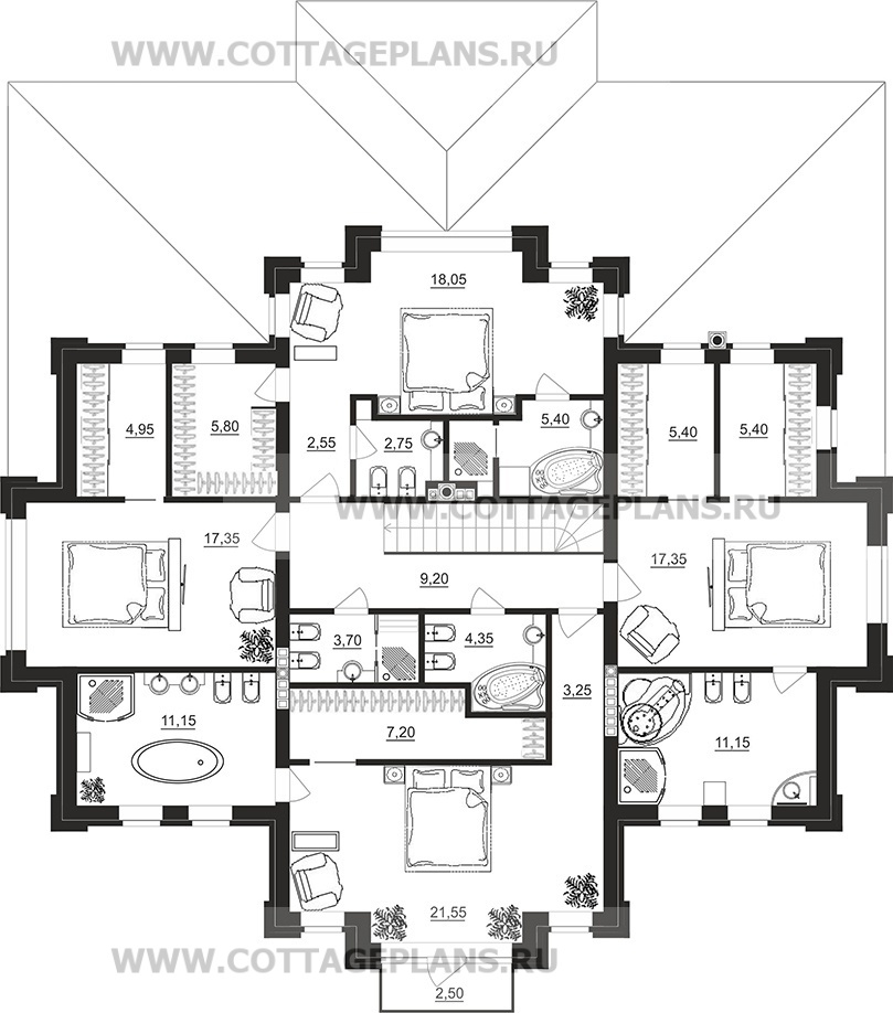 Поэтажные планы проект дома 103-15 общ. площадь 447,95 м2