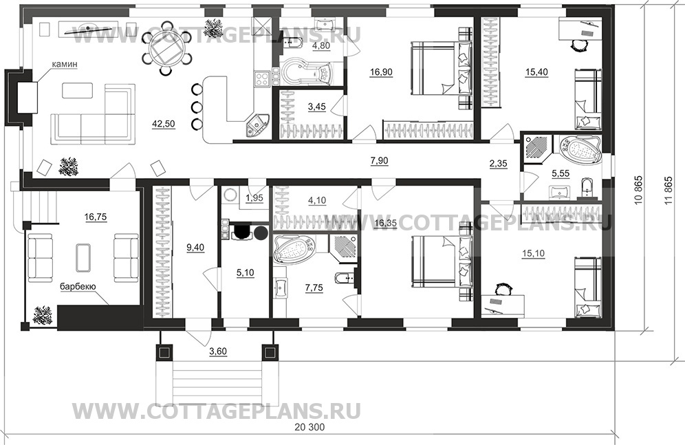 Поэтажные планы проект дома 900-94 общ. площадь 158,55 м2