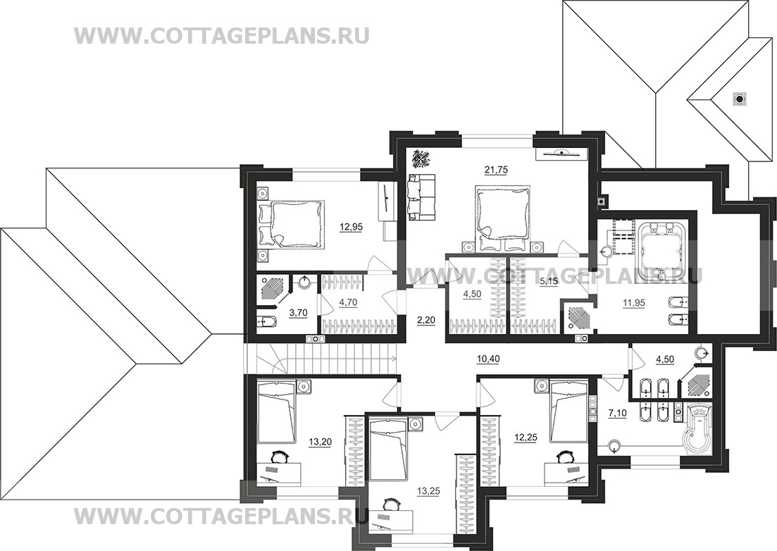 Поэтажные планы проект дома 104-02 общ. площадь 317,70 м2