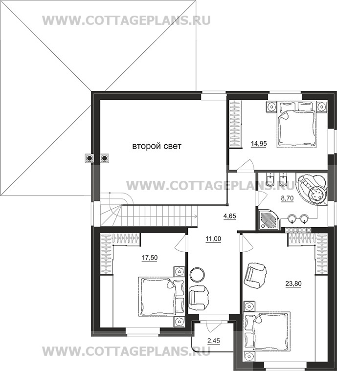 Поэтажные планы проект дома 75-15 общ. площадь 189,50 м2