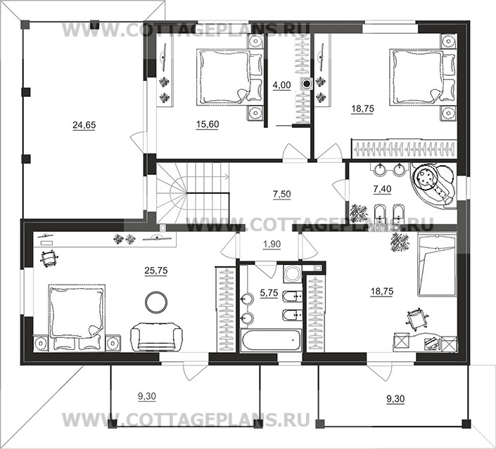 Поэтажные планы проект дома 75-91 общ. площадь 224,65 м2