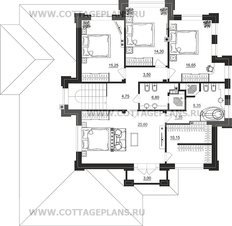 Поэтажные планы проект дома 203-04 общ. площадь 386,90 м2