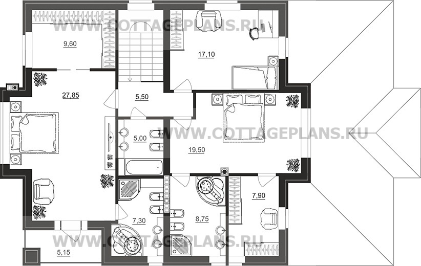 Поэтажные планы проект дома 201-49 общ. площадь 333,00 м2