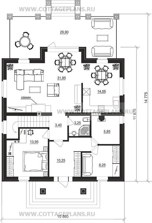 Поэтажные планы проект дома 77-28 общ. площадь 170,85 м2