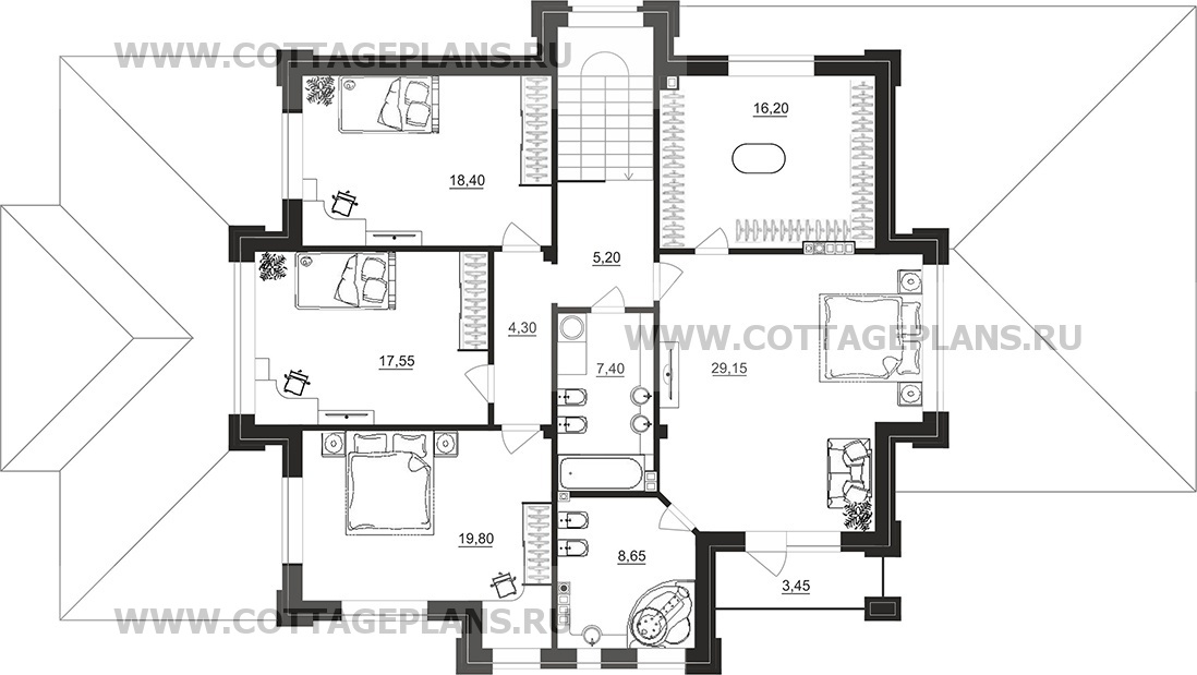 Поэтажные планы проект дома 200-89 общ. площадь 287,40 м2