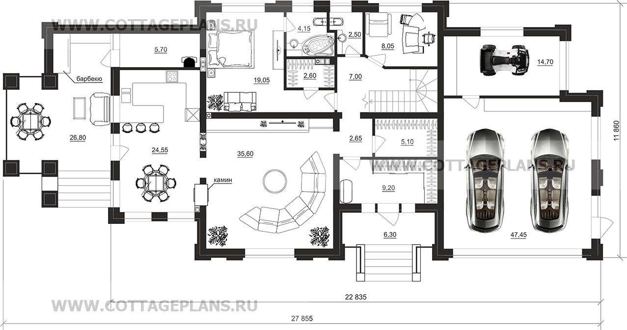 Поэтажные планы проект дома 204-44 общ. площадь 305,10 м2