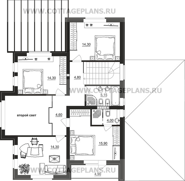 Поэтажные планы проект дома 97-62 общ. площадь 205,25 м2