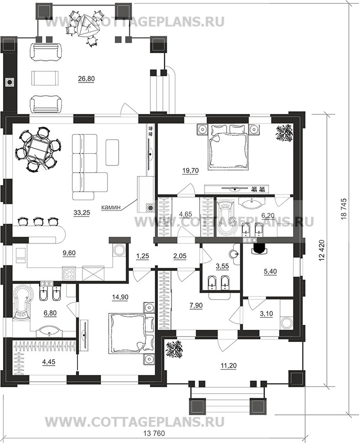 Поэтажные планы проект дома 900-15 общ. площадь 123,45 м2