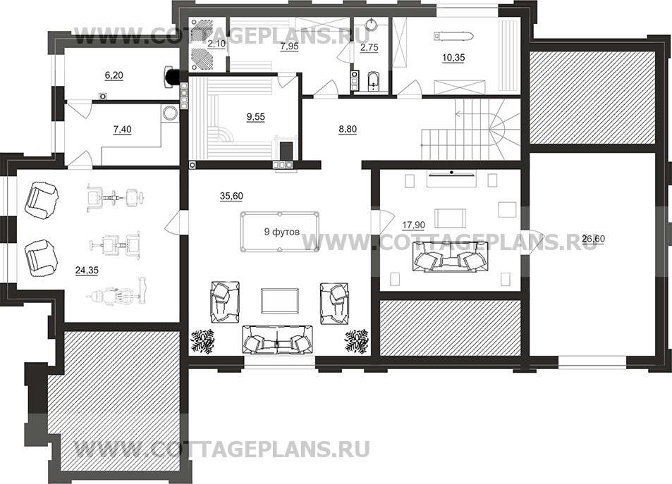 Поэтажные планы проект дома 203-69 общ. площадь 446,7 м2