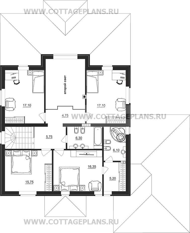 Поэтажные планы проект дома 77-11 общ. площадь 234,10 м2