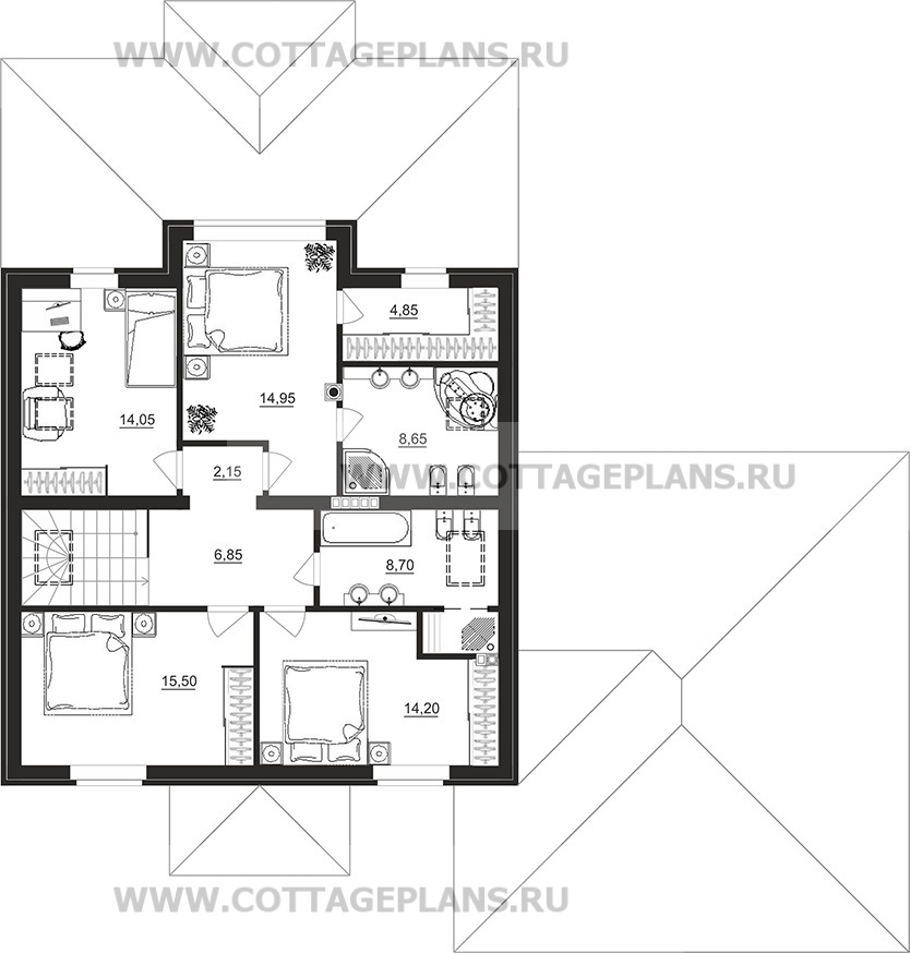 Поэтажные планы проект дома 77-92 общ. площадь 231,75 м2