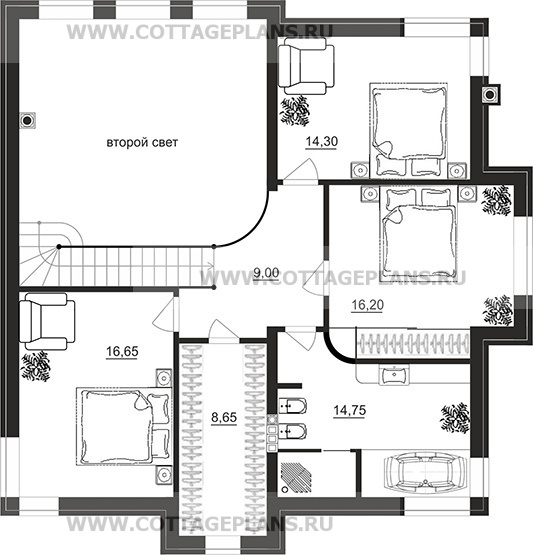 Поэтажные планы проект дома 204-53 общ. площадь 167,95 м2