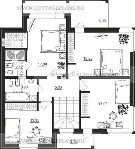 Поэтажные планы проект дома 16-76 общ. площадь 188,90 м2