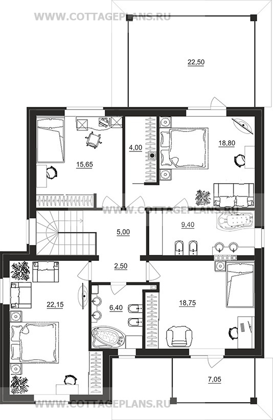 Поэтажные планы проект дома 88-13 общ. площадь 206,55 м2