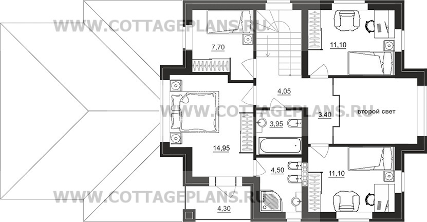 Поэтажные планы проект дома 96-67 общ. площадь 239,95 м2