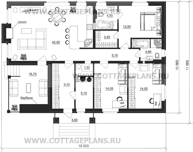 Поэтажные планы проект дома 900-64 общ. площадь 119,55 м2