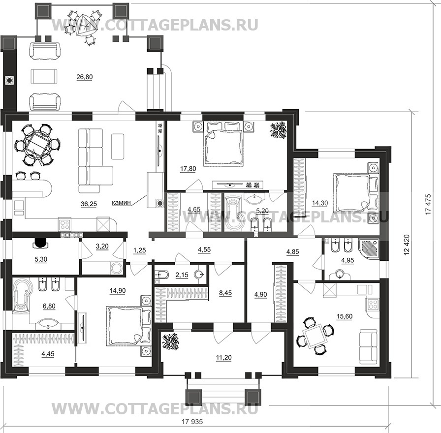 Поэтажные планы проект дома 702-51 общ. площадь 160,50 м2