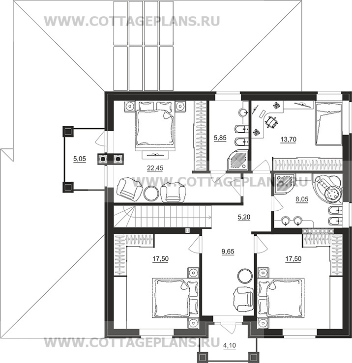 Поэтажные планы проект дома 75-24 общ. площадь 241,95 м2