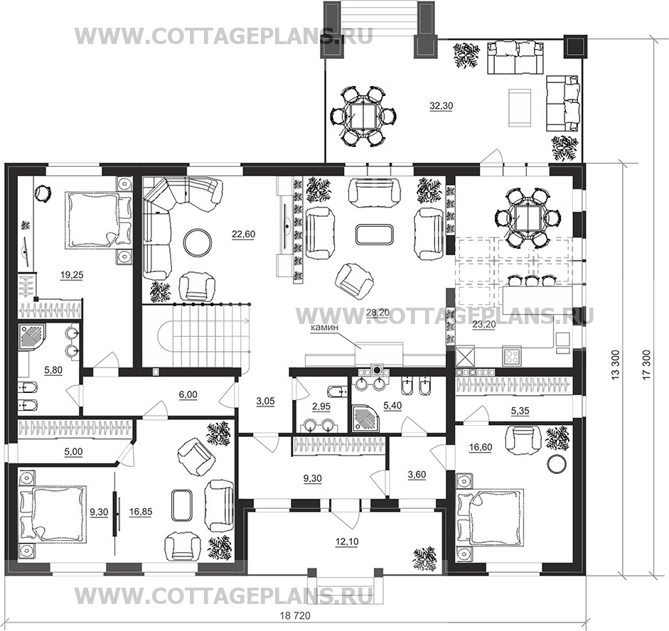 Поэтажные планы проект дома 201-59 общ. площадь 433,9 м2