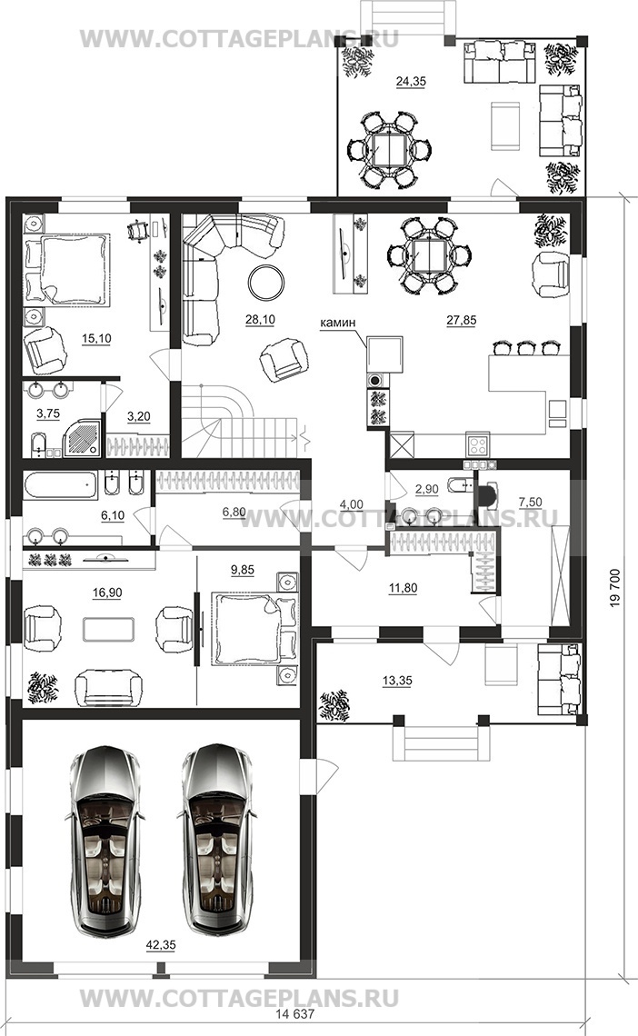 Поэтажные планы проект дома 29-06 общ. площадь 286,85 м2