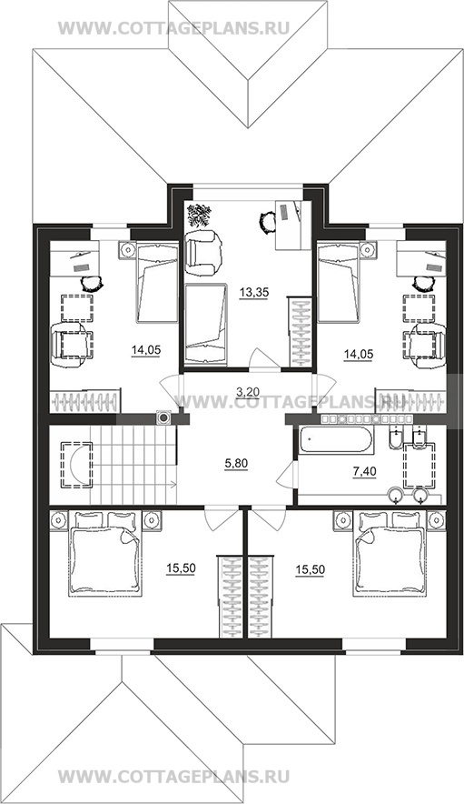 Поэтажные планы проект дома 98-89 общ. площадь 260,40 м2