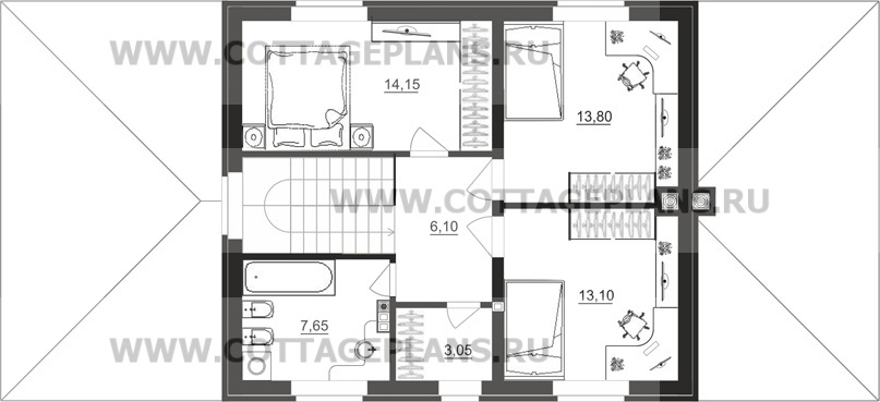 Поэтажные планы проект дома 92-34 общ. площадь 141,20 м2