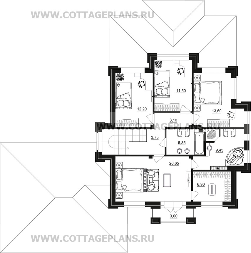 Поэтажные планы проект дома 200-93 общ. площадь 221,25 м2