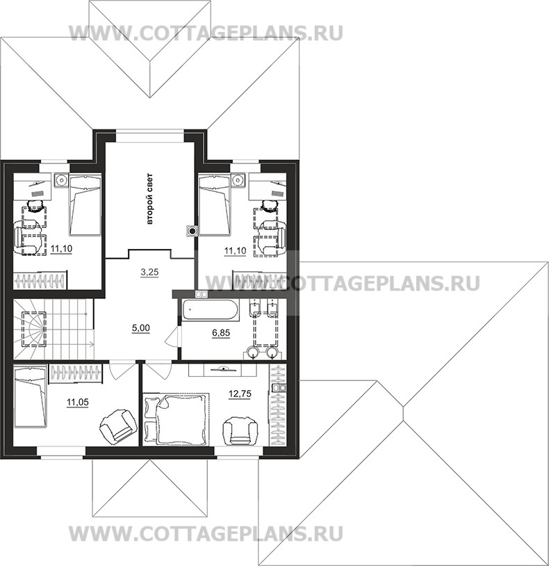 Поэтажные планы проект дома 200-11 общ. площадь 184,10 м2