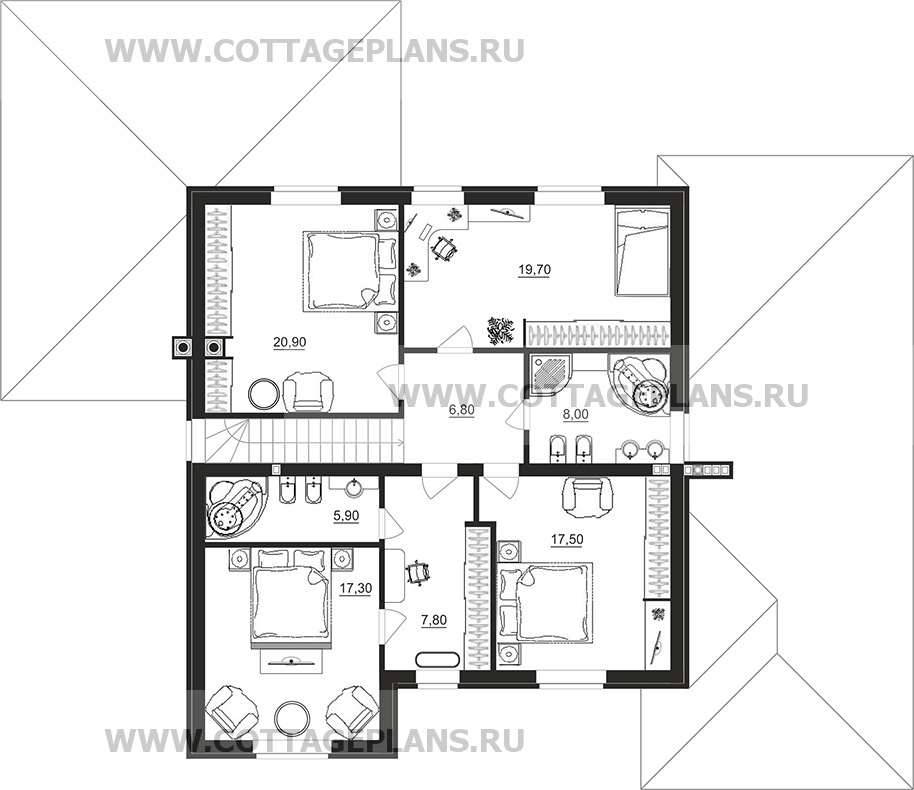 Поэтажные планы проект дома 75-33 общ. площадь 260,70 м2