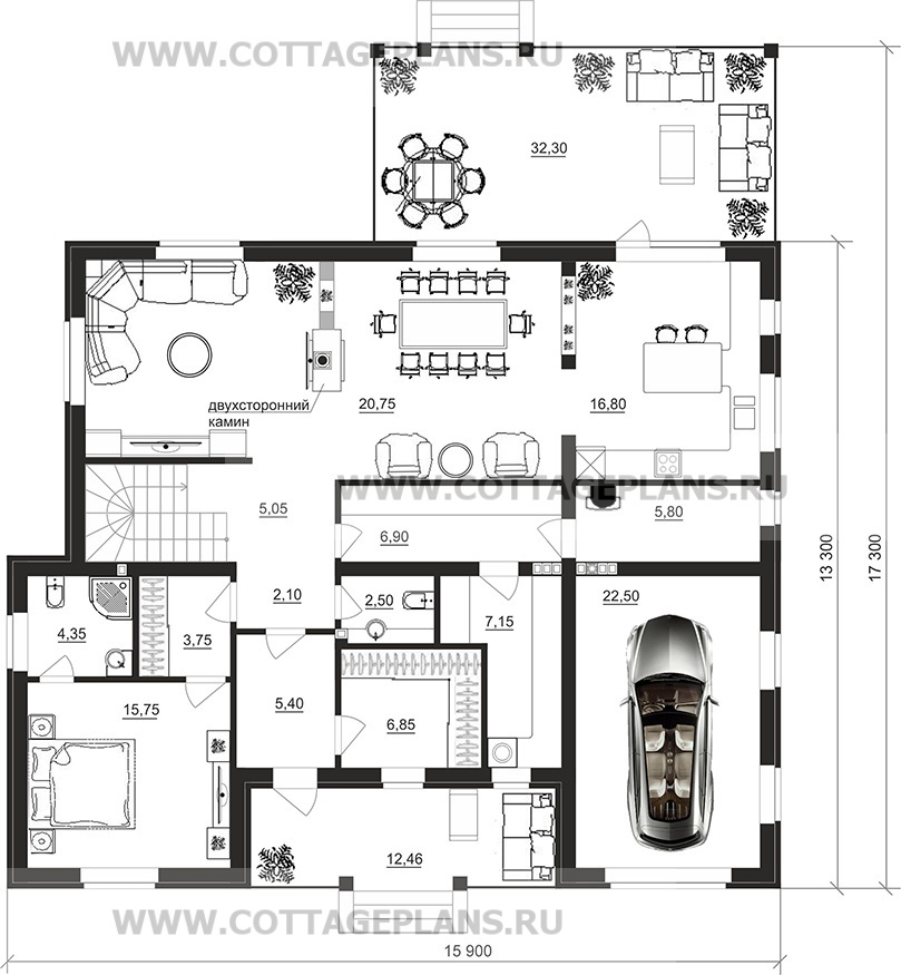 Поэтажные планы проект дома 78-35 общ. площадь 358,15 м2