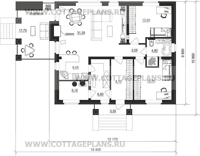 Поэтажные планы проект дома 900-60 общ. площадь 90,90м2