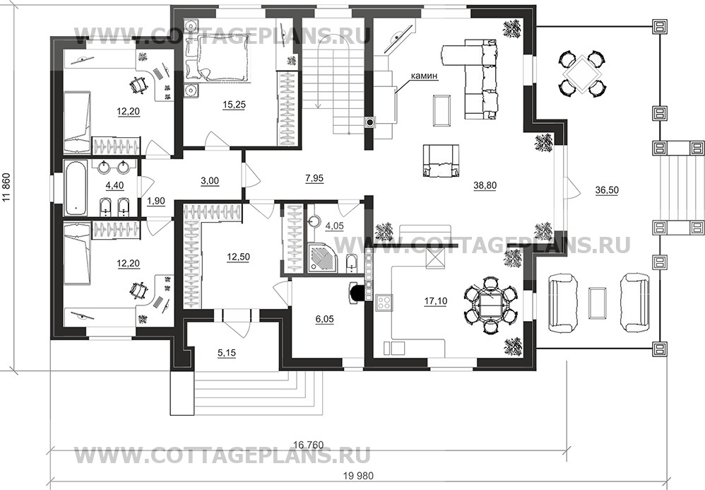 Поэтажные планы проект дома 08-31 общ. площадь 274,85 м2