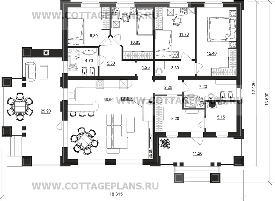 Поэтажные планы проект дома 27-77 общ. площадь 122,90 м2