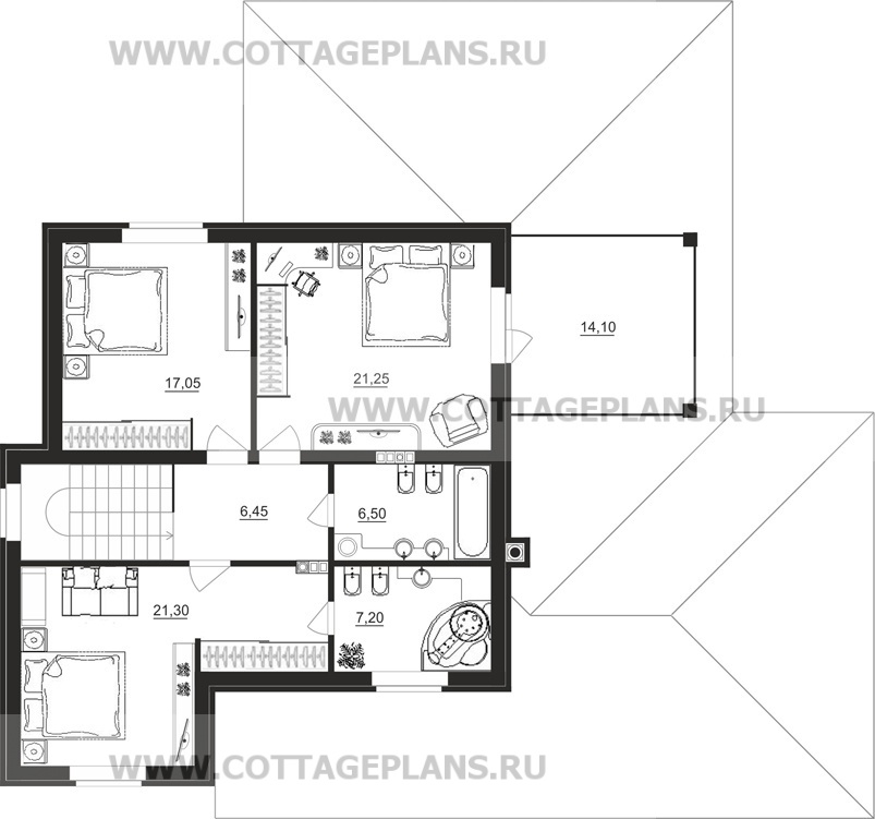 Поэтажные планы проект дома 23-54 общ. площадь 216,75 м2