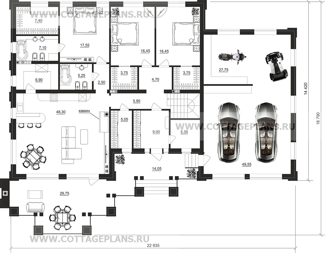 Поэтажные планы проект дома 08-85 общ. площадь 410,35 м2