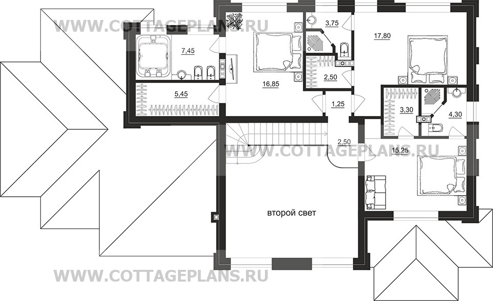 Поэтажные планы проект дома 202-30 общ. площадь 209,45 м2