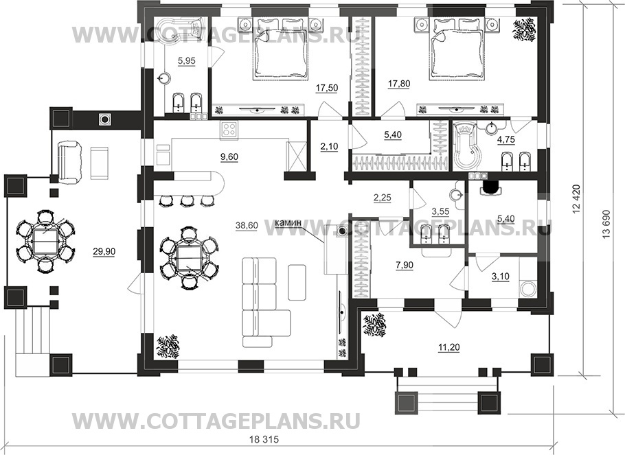 Поэтажные планы проект дома 27-77 общ. площадь 122,90 м2
