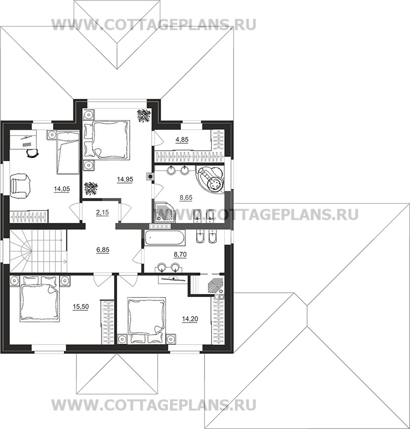 Поэтажные планы проект дома 29-76 общ. площадь 233,05 м2