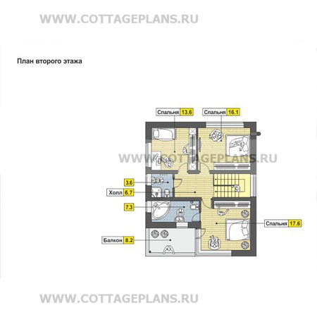 Поэтажные планы проект дома 60-84 общ. площадь 172,71 м2