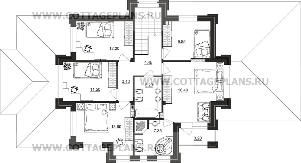 Поэтажные планы проект дома 200-87 общ. площадь 202,95 м2