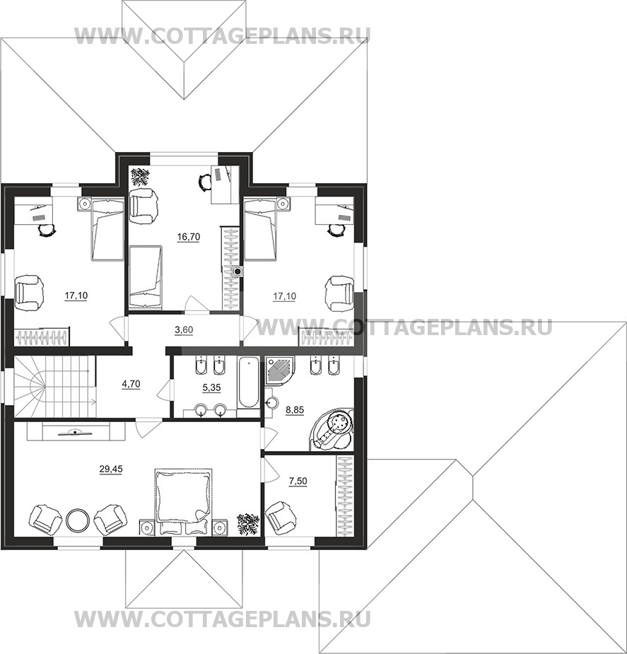 Поэтажные планы проект дома 29-77 общ. площадь 274,20 м2