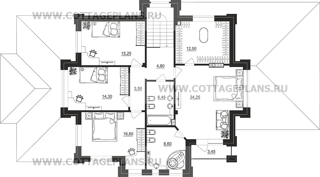 Поэтажные планы проект дома 200-88 общ. площадь 242,50 м2